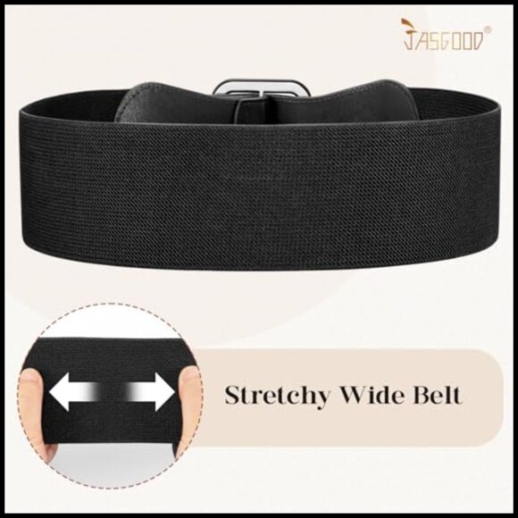 PU Leather Elastic Wide Belt with Square Buckle for Dresses main image 4